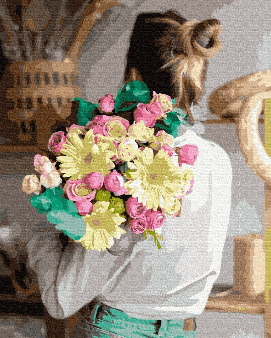 Painting by numbers Girl with a bouquet (BS52539)