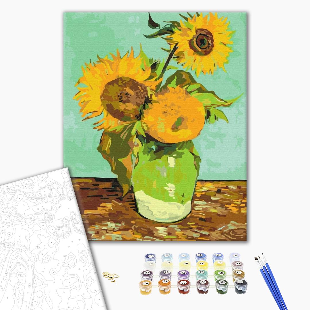 Painting by numbers "Three Sunflowers in a Vase" by Vincent Van Gogh (BS52344)