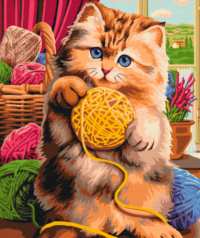 Painting by numbers Kitten with a ball (BS51454)