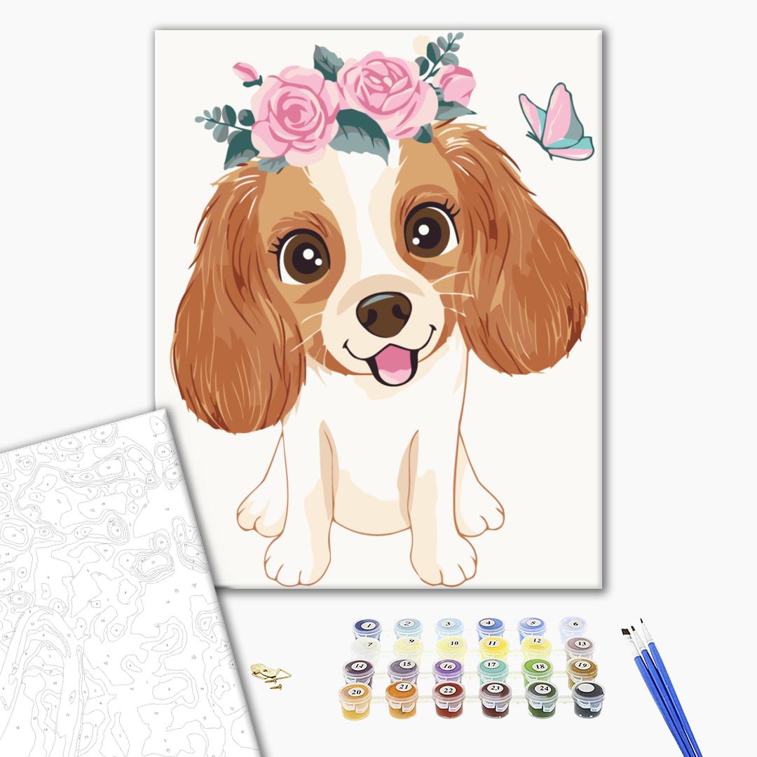 Painting by numbers Dog in a wreath (KBS7115)