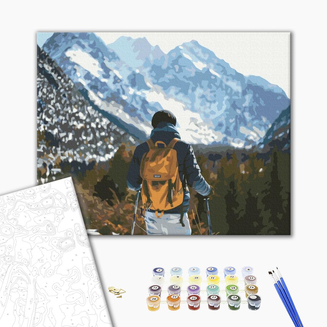 Painting by numbers Hiker in the mountains (BS52536)