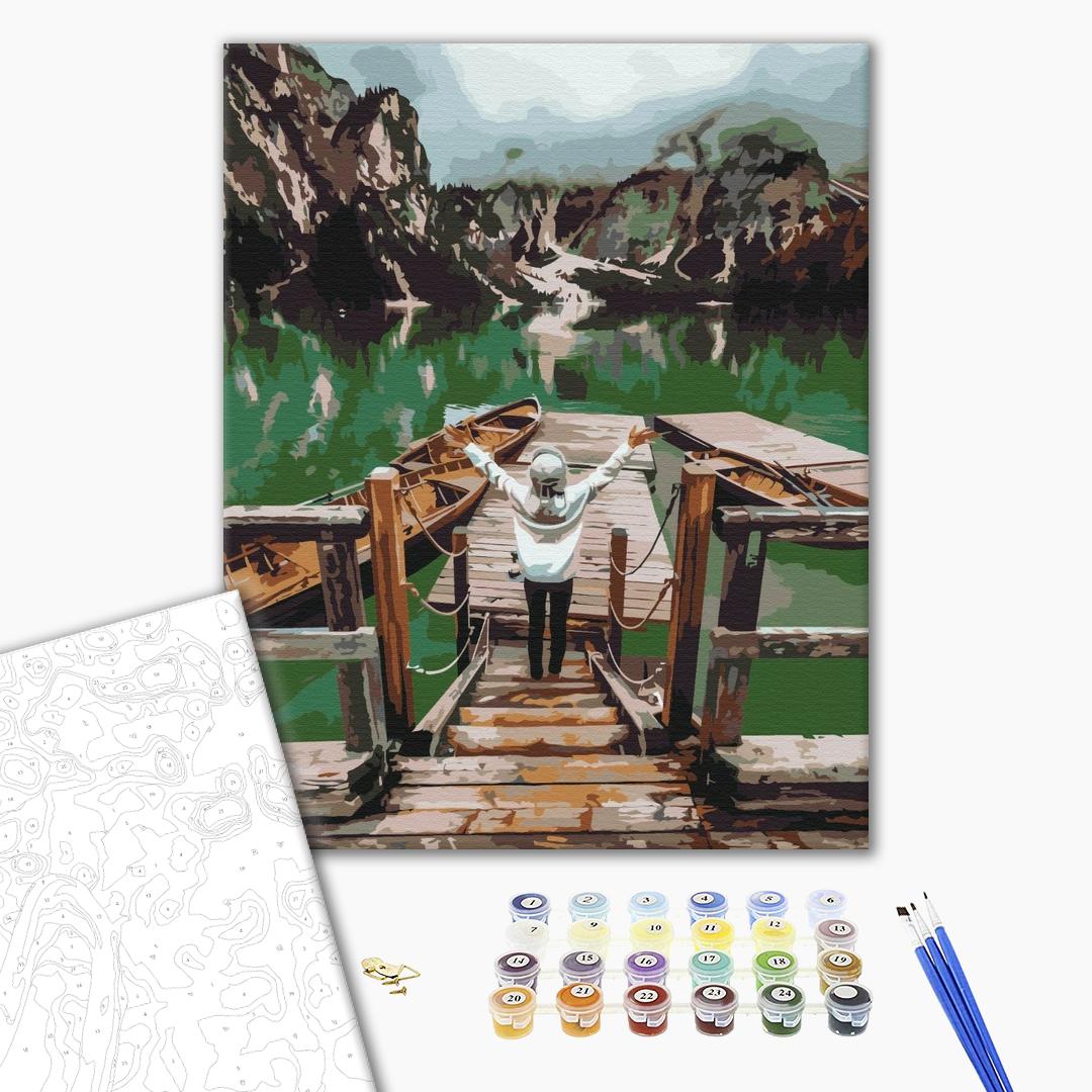 Painting by numbers Traveler on Lake Braies (BS52566)