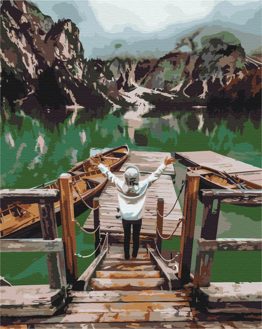 Painting by numbers Traveler on Lake Braies (BS52566)