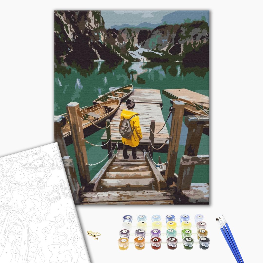 Painting by numbers Traveler on Lake Braies (BS52565)