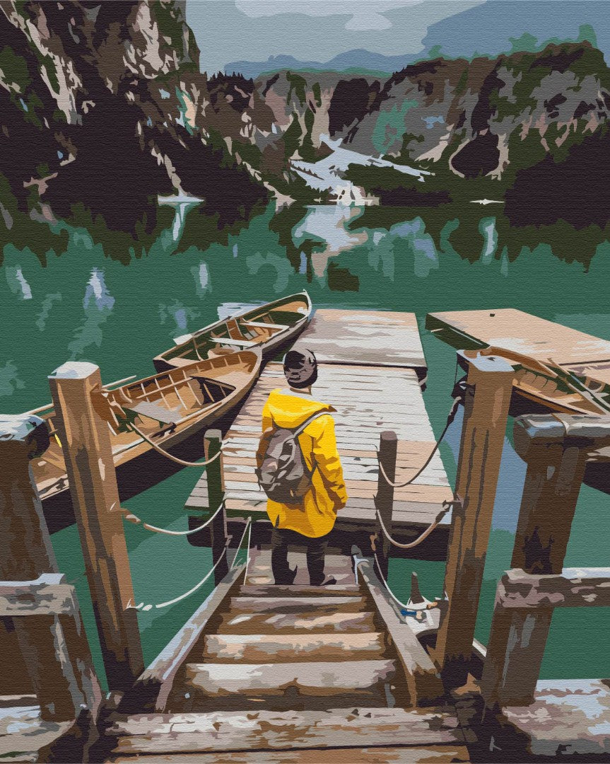 Painting by numbers Traveler on Lake Braies (BS52565)