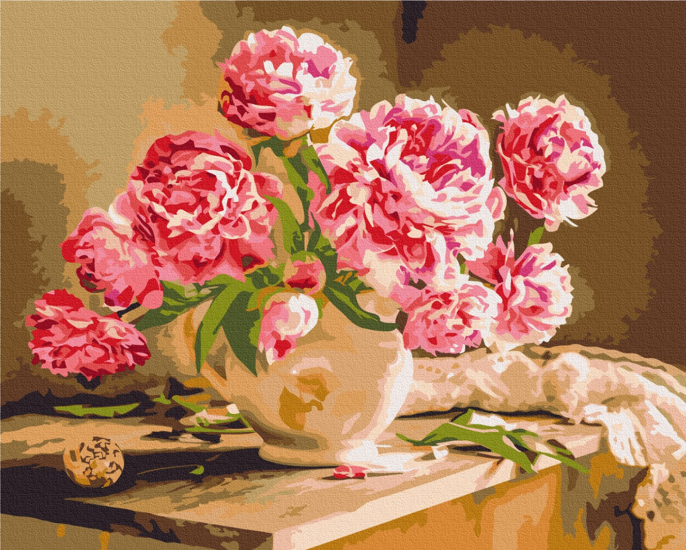 Painting by numbers Peonies in a cozy interior (BS52704)