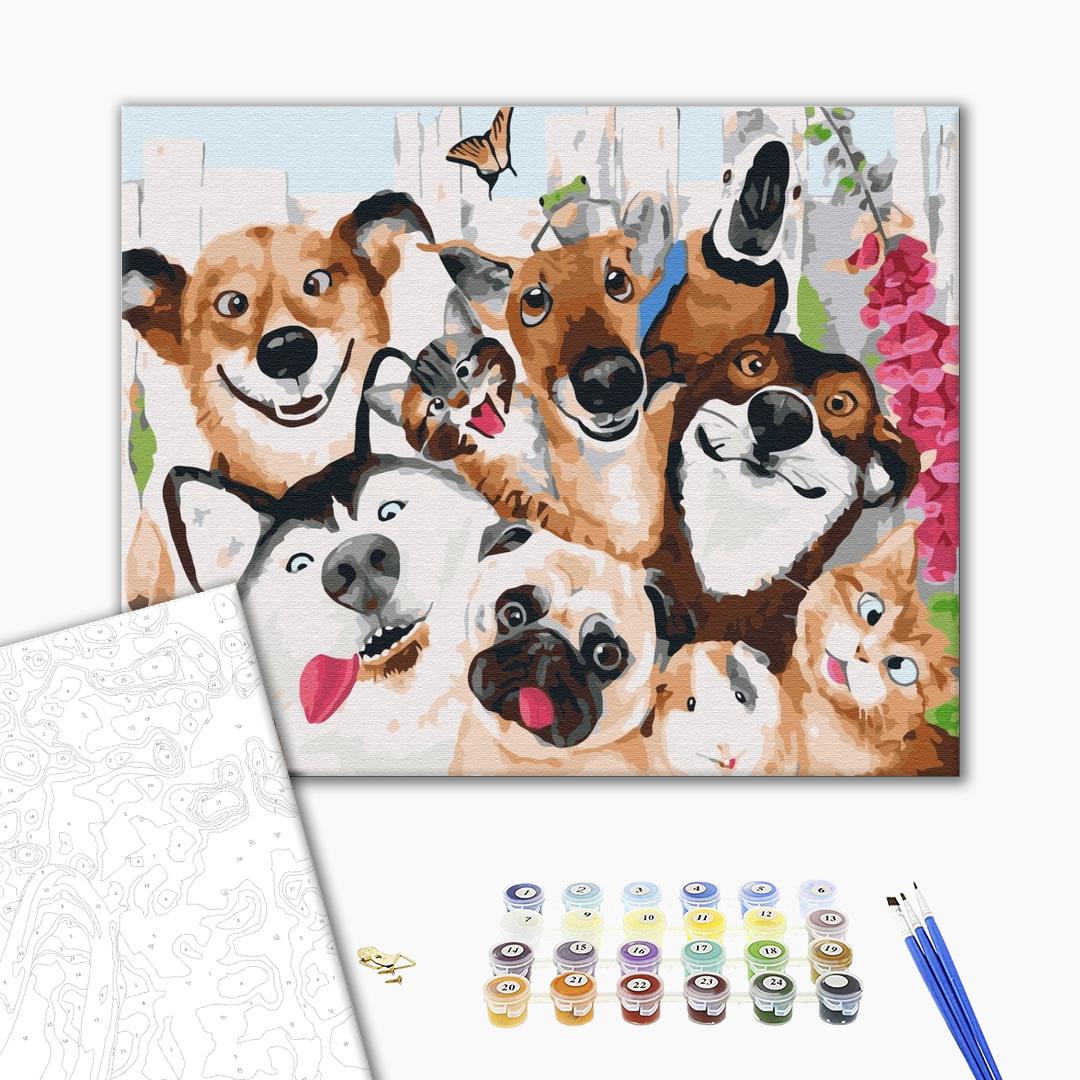Painting by numbers Selfie of pet animals (BS52665)