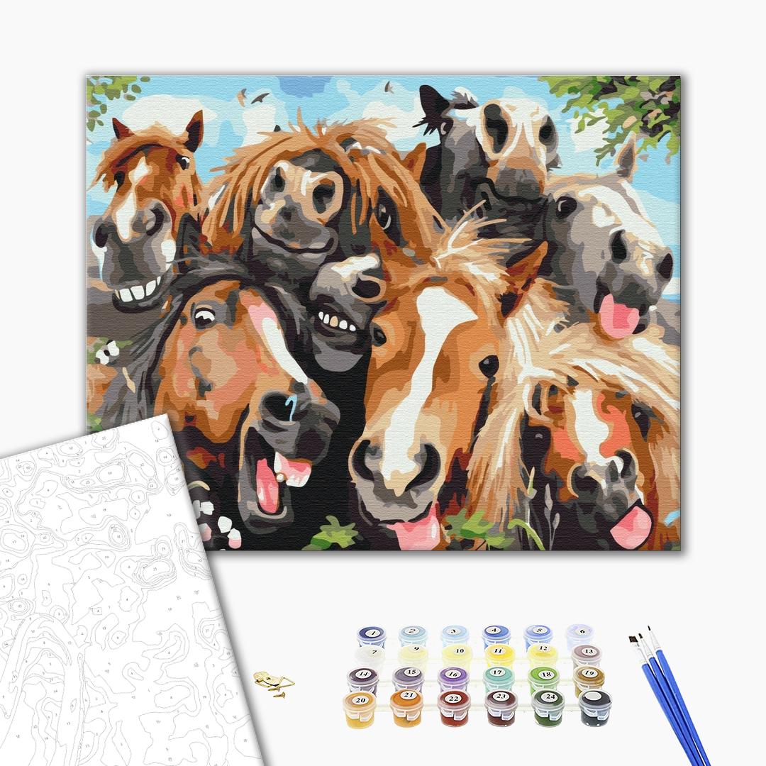 Painting by numbers Selfie horses (BS52662)