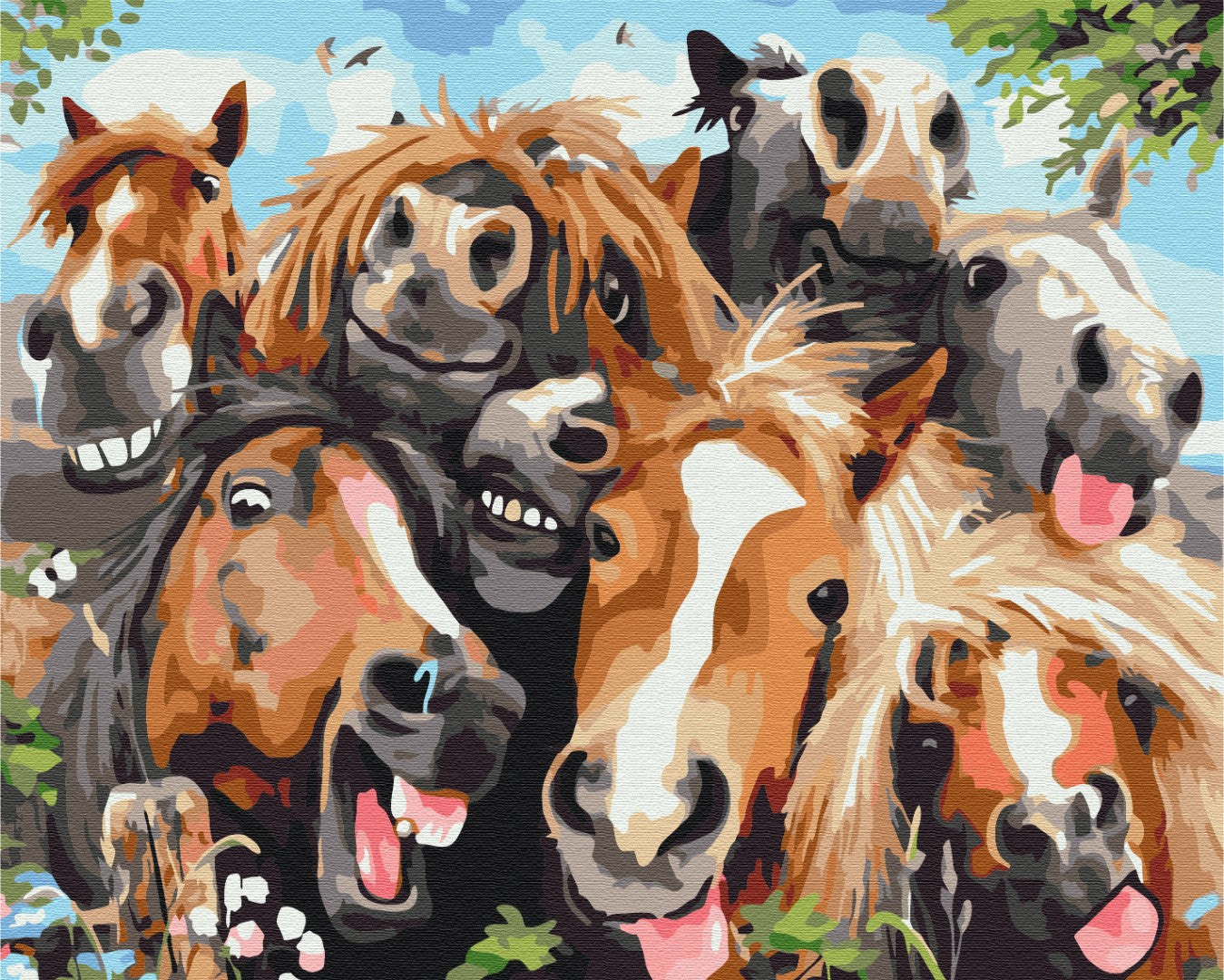 Painting by numbers Selfie horses (BS52662)