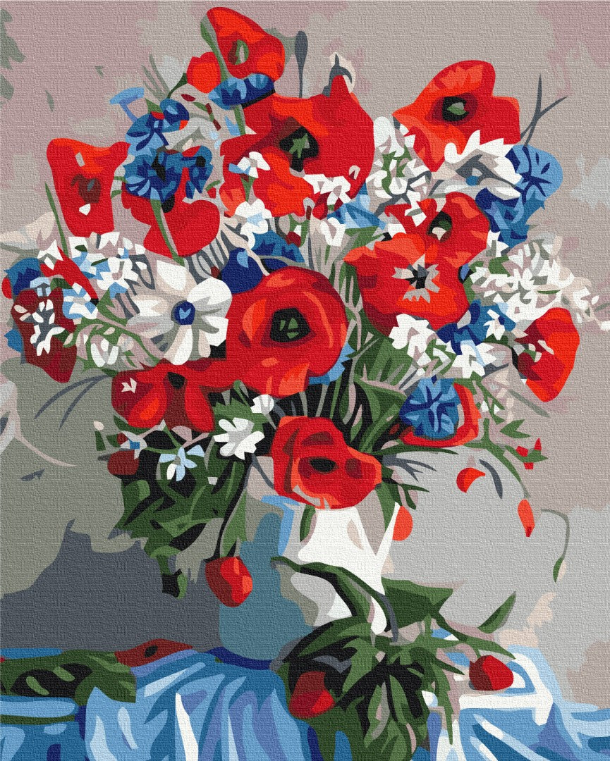 Painting by numbers Poppies in a vase (BS7806)