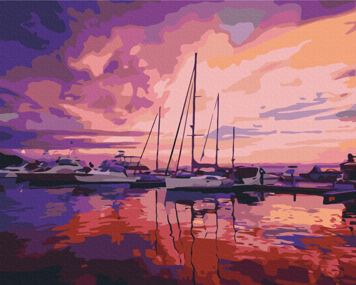 Painting by numbers Pink sunrise at the yacht club (BS52644)