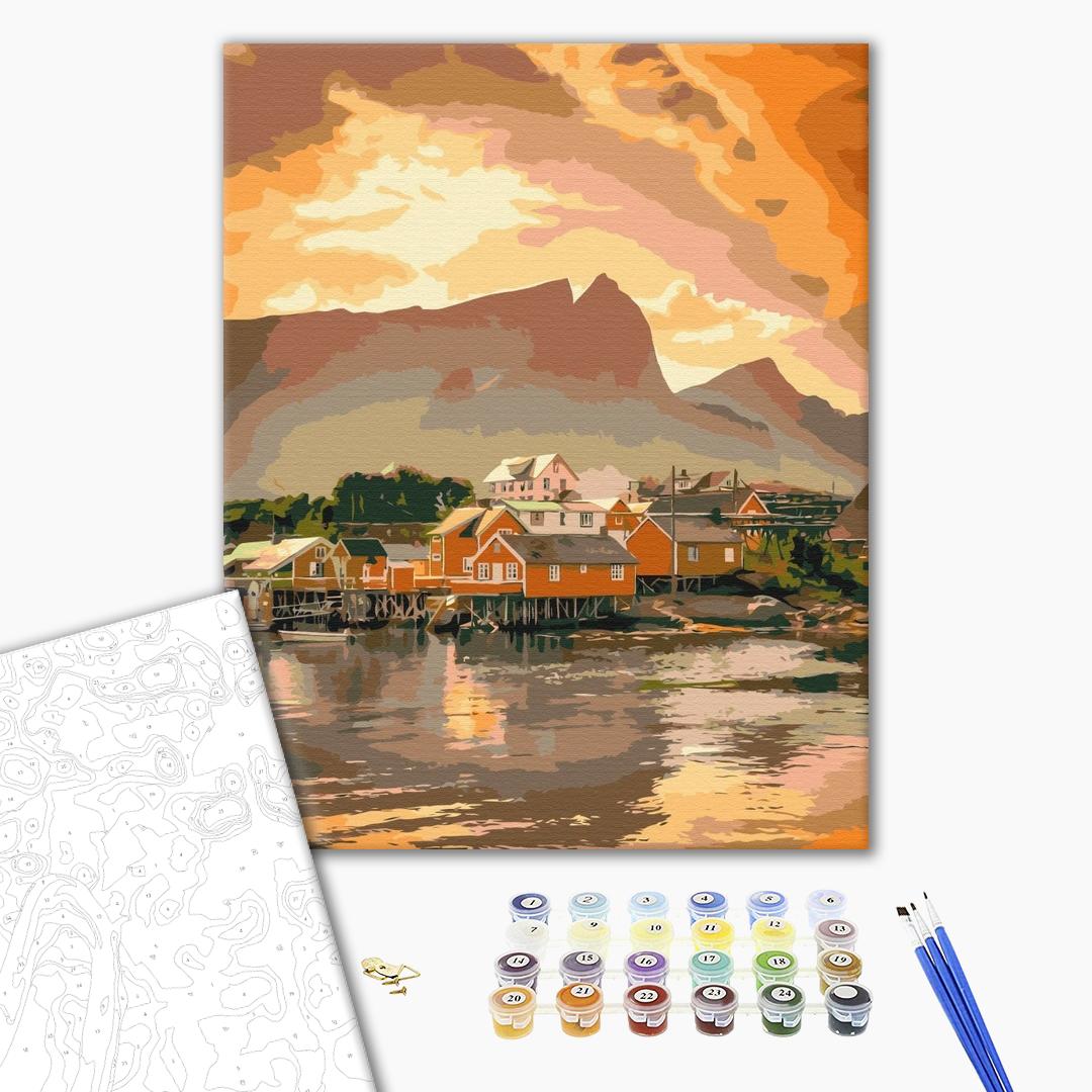 Painting by numbers Cozy sunset in Norway (BS52457)