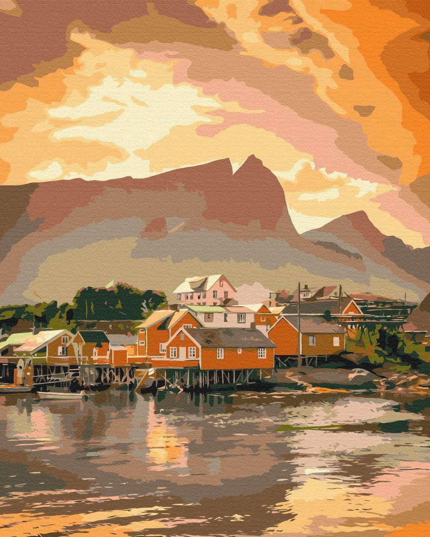Painting by numbers Cozy sunset in Norway (BS52457)