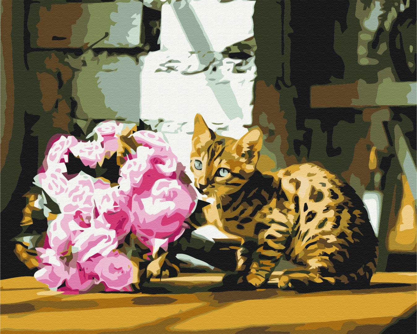 Painting by numbers Spotted cat with flowers (BS52626)