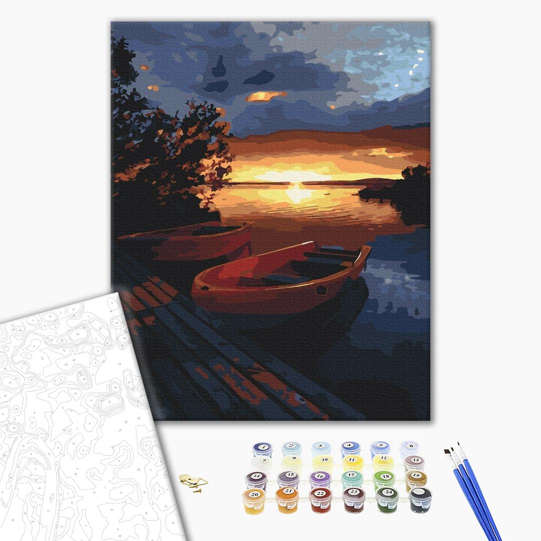 Painting by numbers Beautiful sunset on the lake (BS21737)