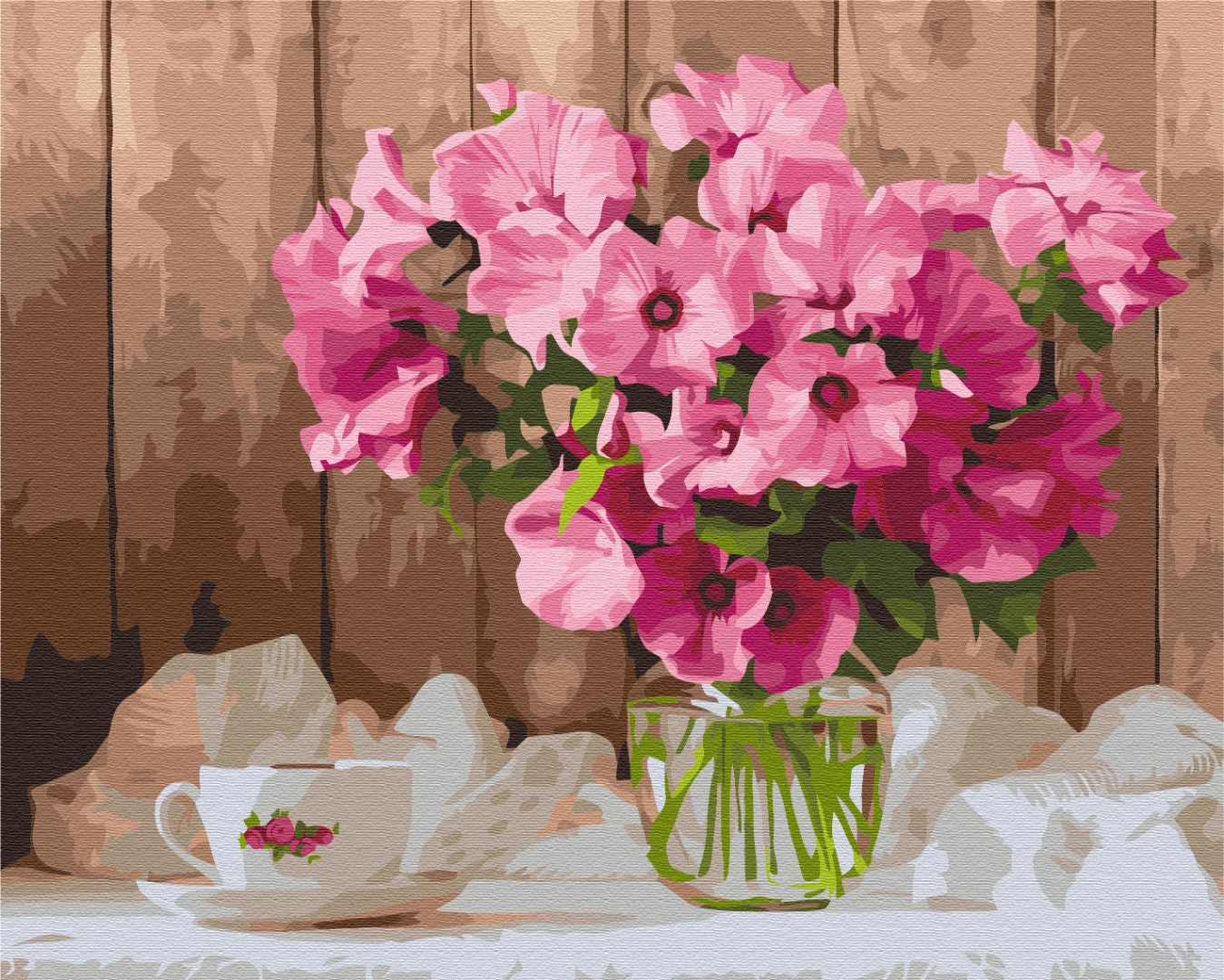 Painting by numbers Pink petunias on the table (BS52768)