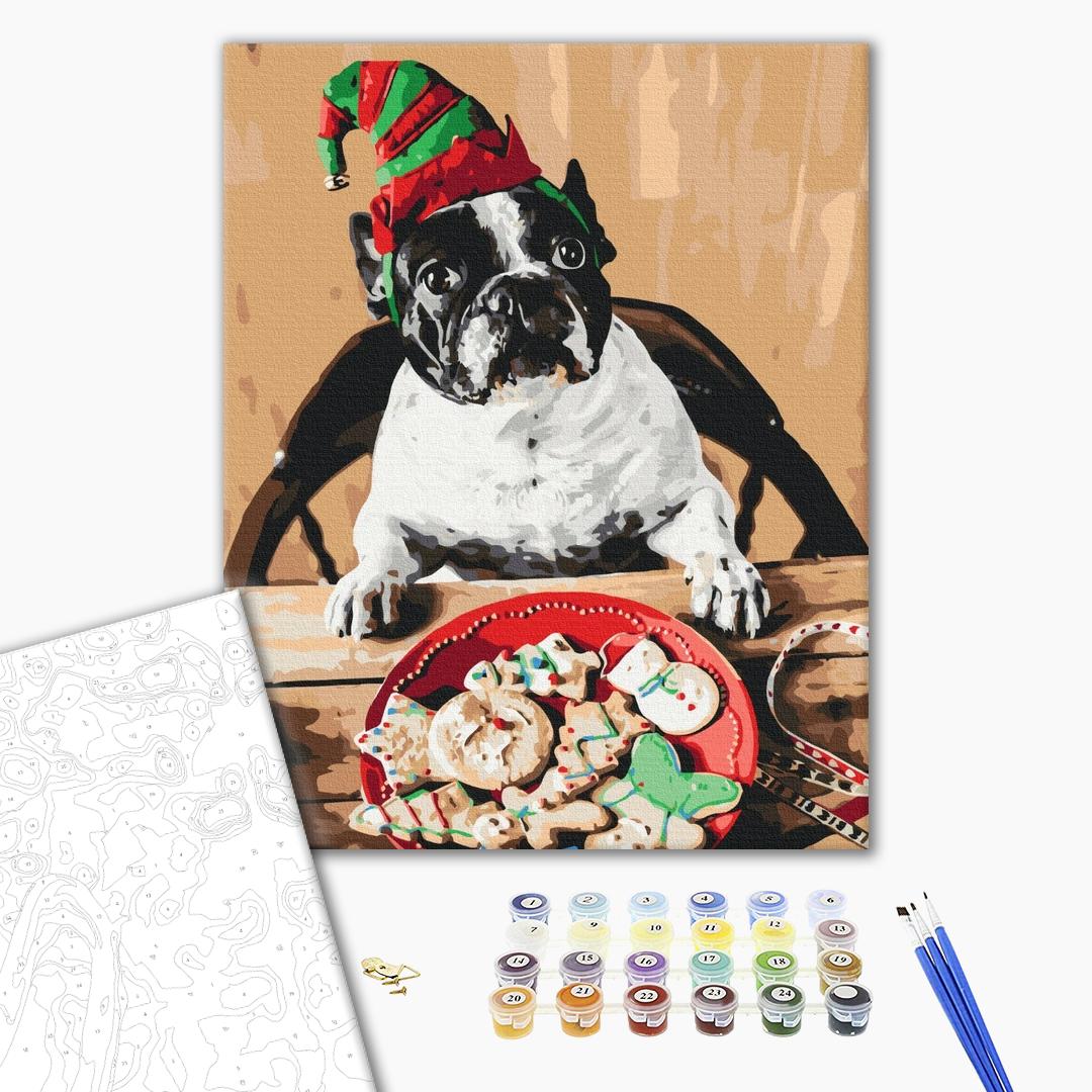 Painting by numbers Pug Santa's helper (BS52775)