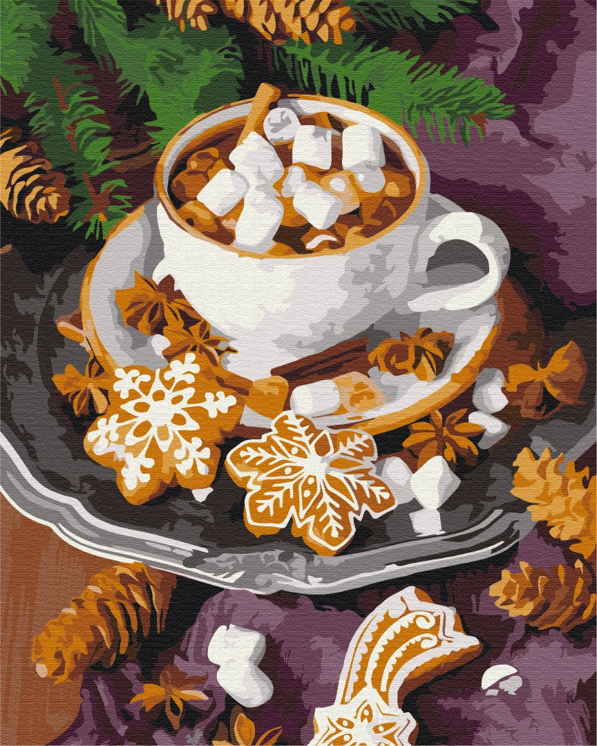 Painting by numbers Spicy cocoa with snow (BS52779)