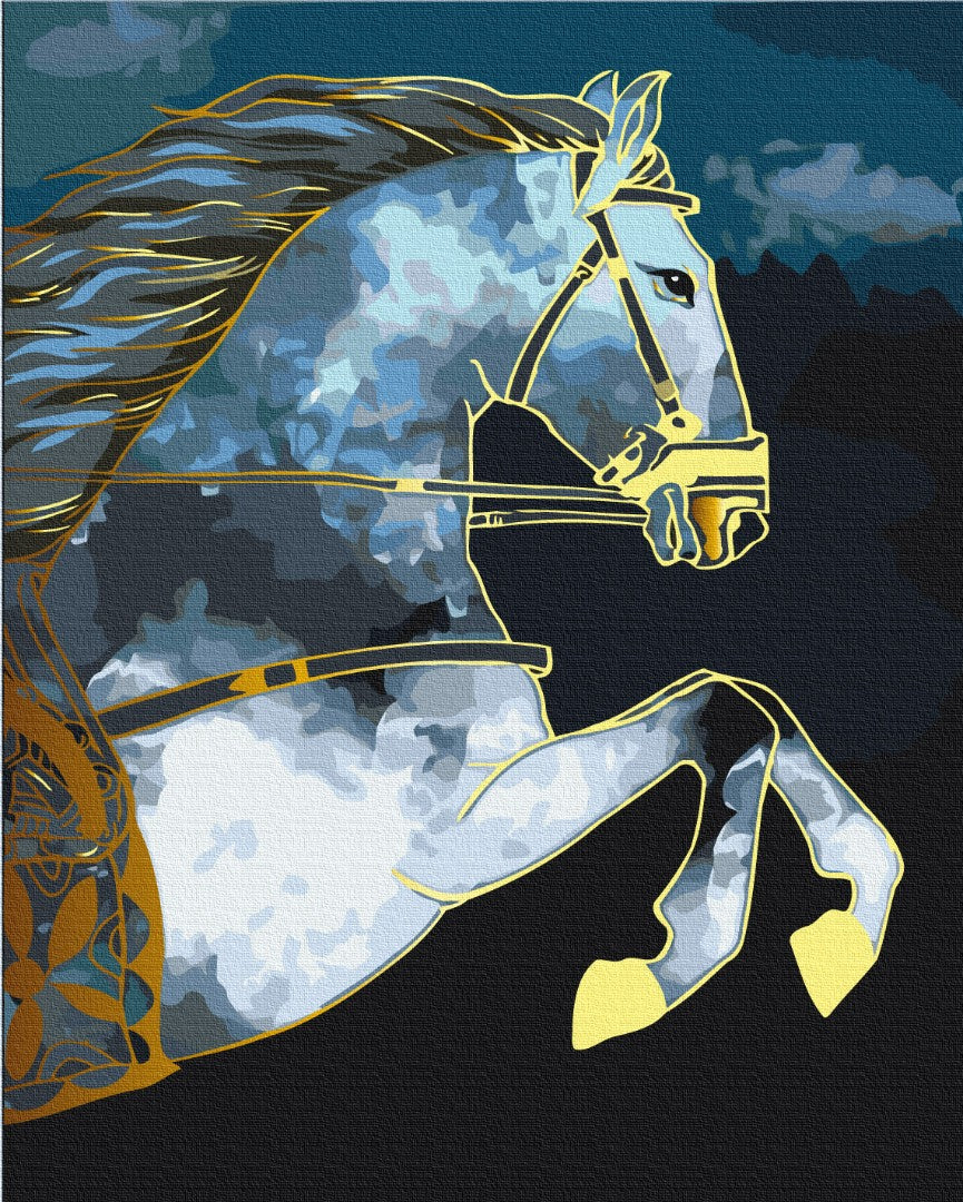 Painting by numbers Horse at dusk with golden paint (BS53041)