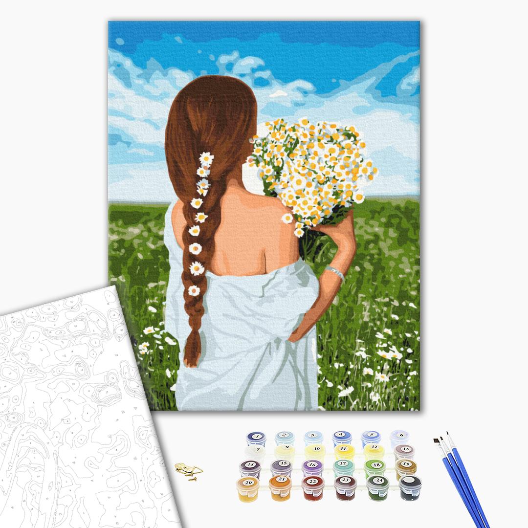 Painting by numbers Girl with daisies (BS51714)