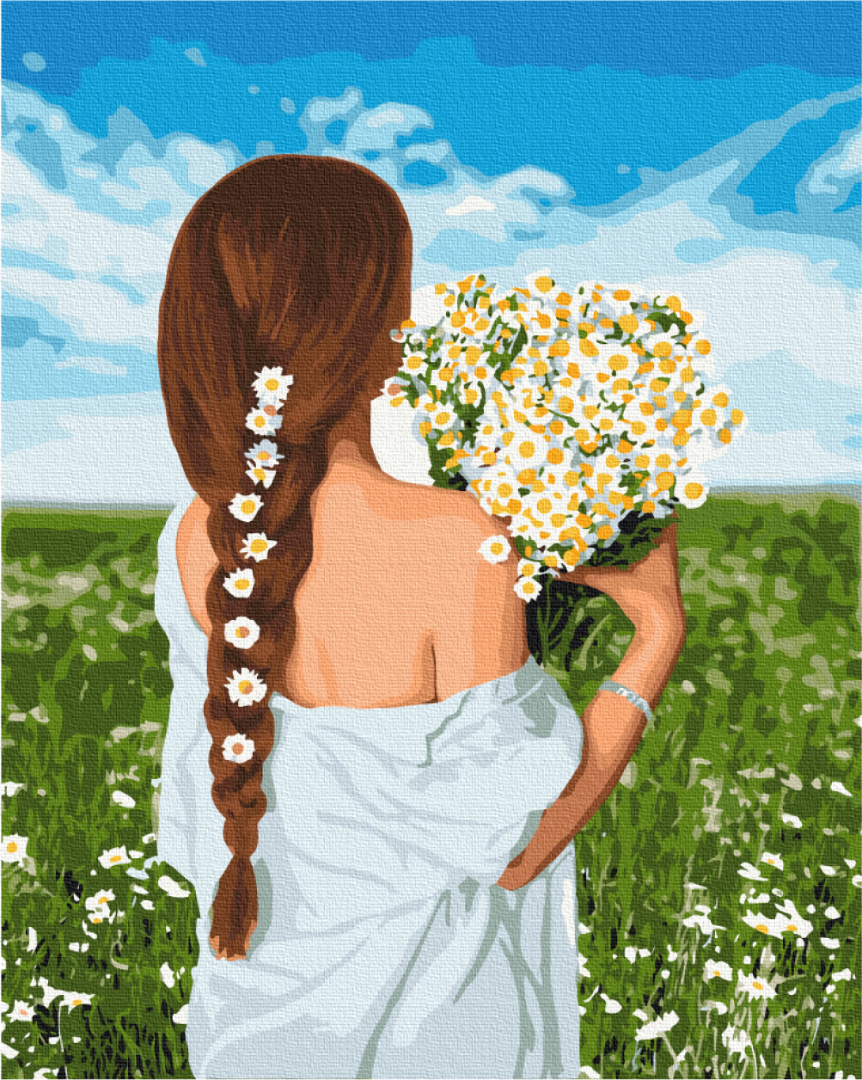 Painting by numbers Girl with daisies (BS51714)