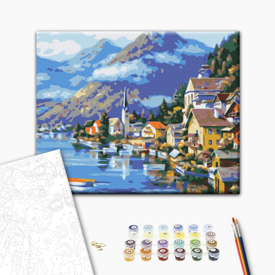 Painting by numbers Vilage at the foot of the mountain (RBS6936)
