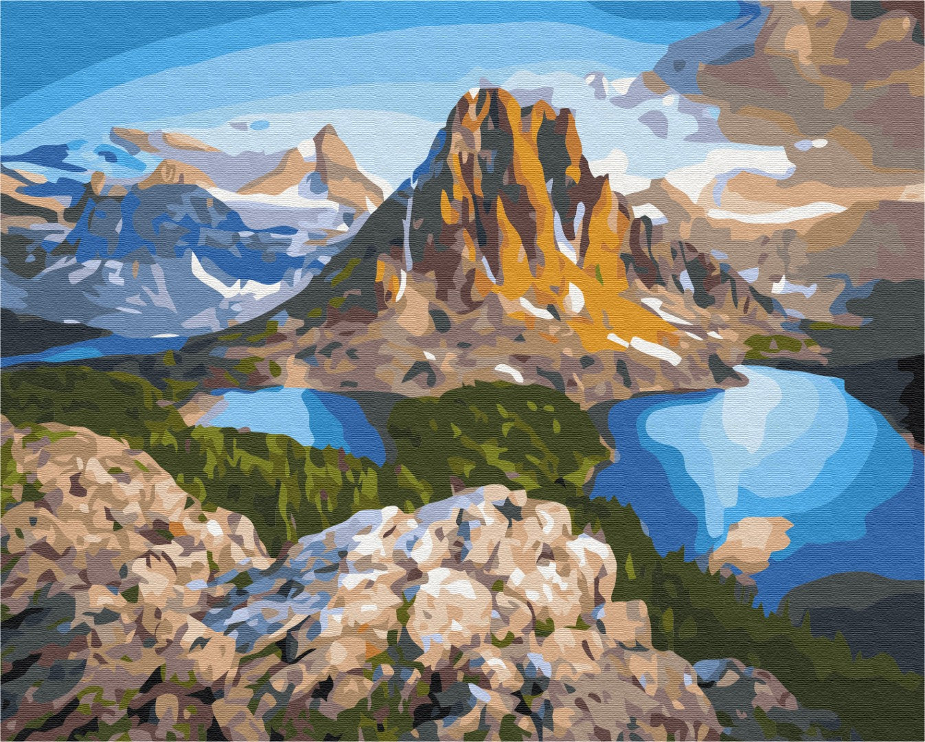 Painting by numbers Mountain cliff lakes (BS21610)