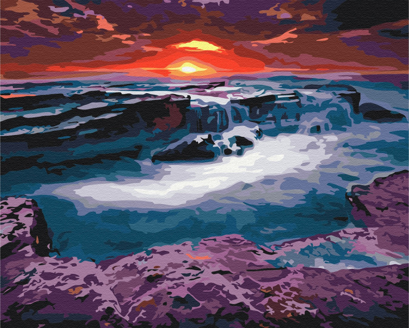 Painting by numbers Sunset at the waterfall (BS23748)