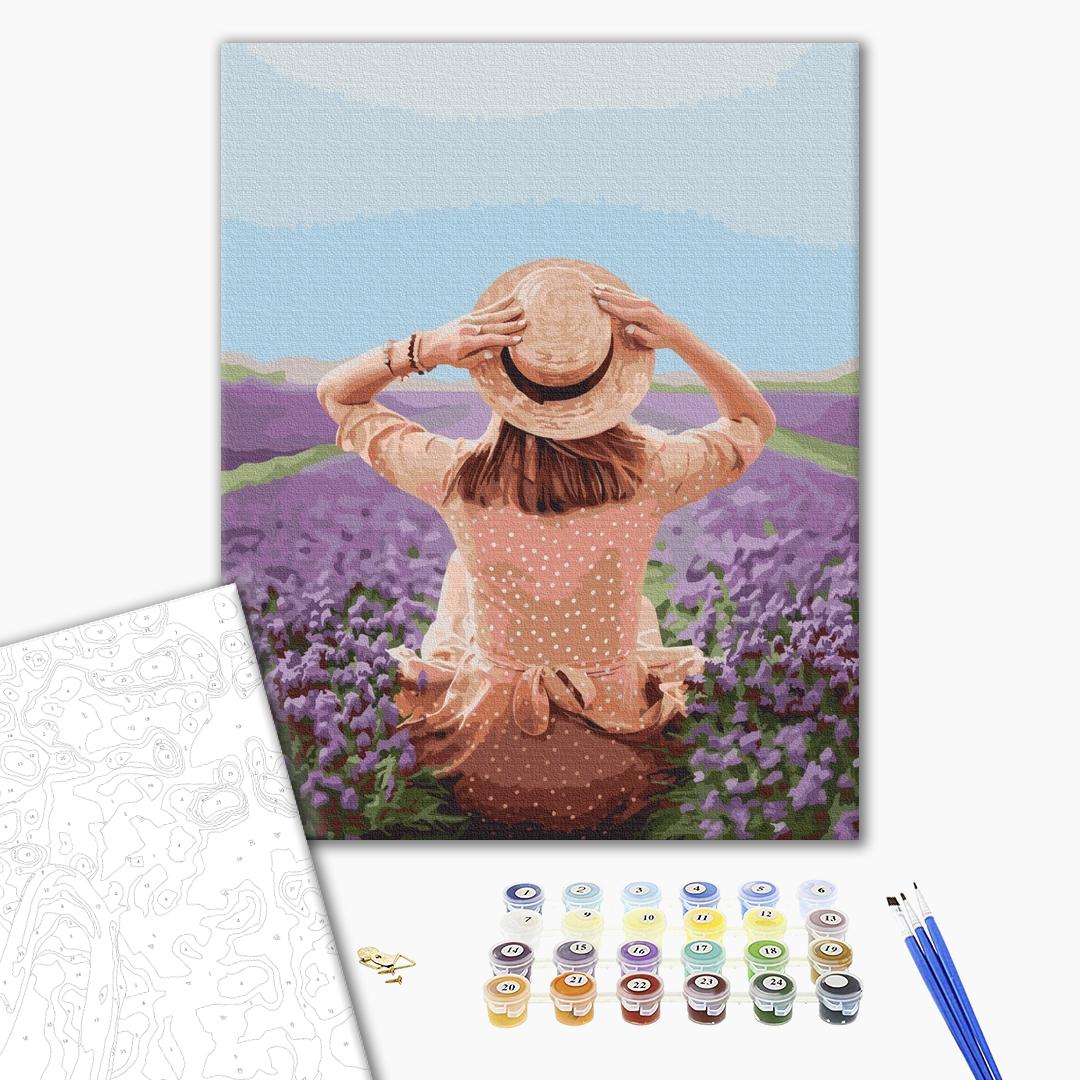 Painting by numbers Traveler in a lavender field (BS37568)