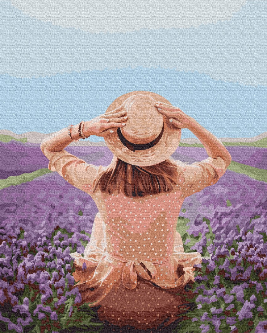 Painting by numbers Traveler in a lavender field (BS37568)