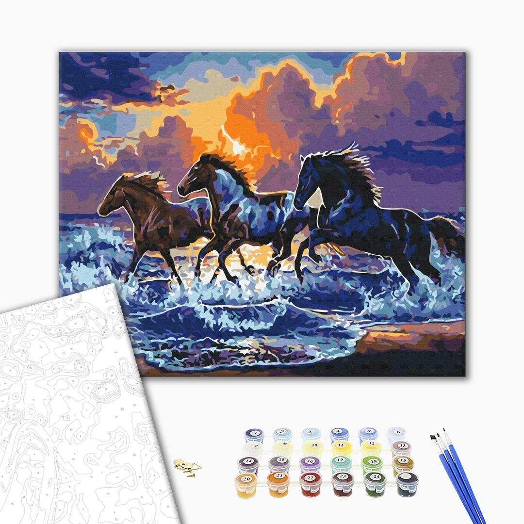 Painting by numbers Herd of black horses (BS34306)
