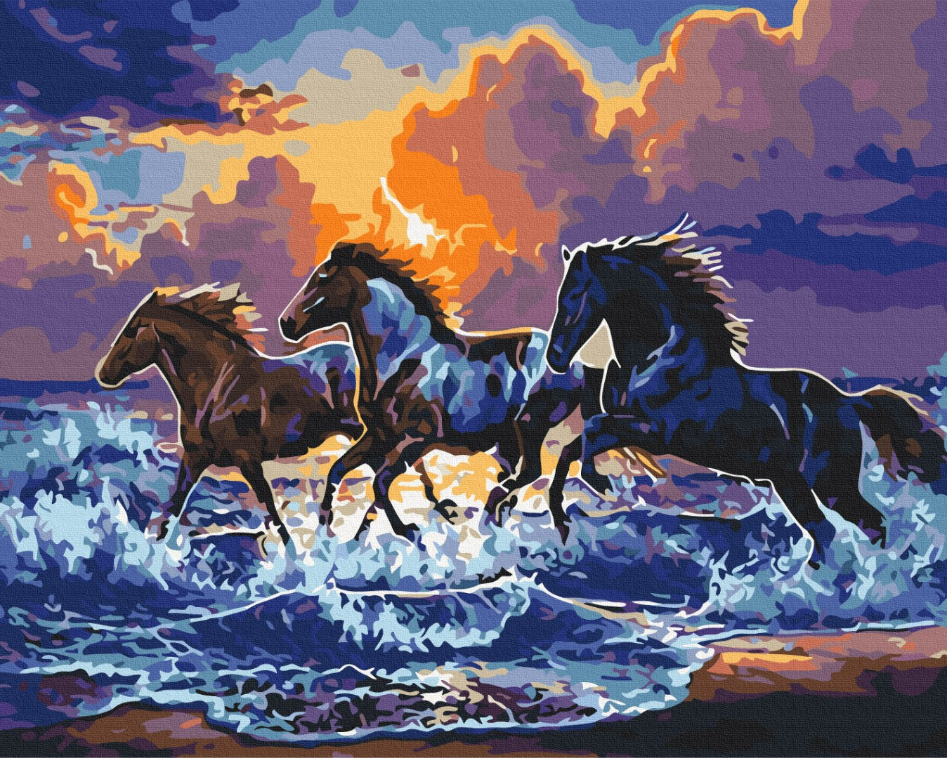 Painting by numbers Herd of black horses (BS34306)