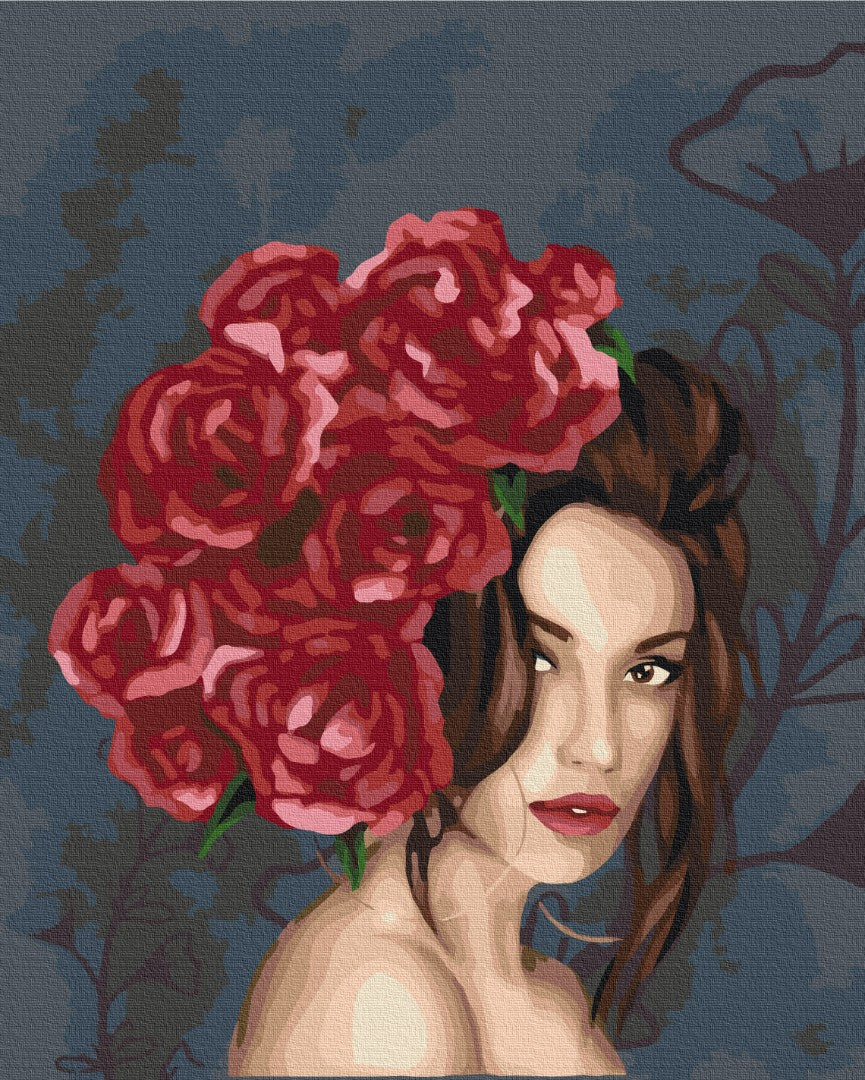 Painting by numbers Lady in roses (BS37456)