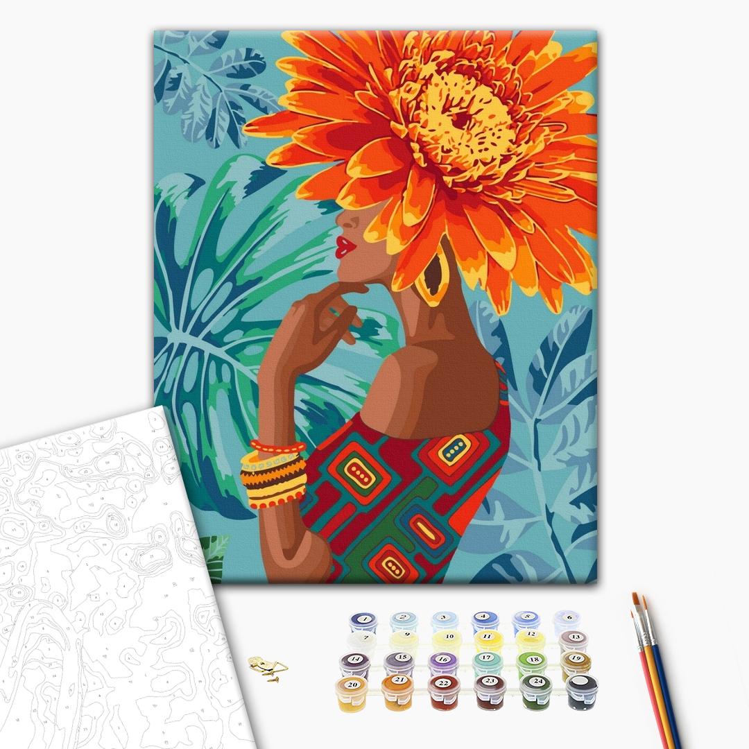 Painting by numbers Girl - tropical flower (BS40015)