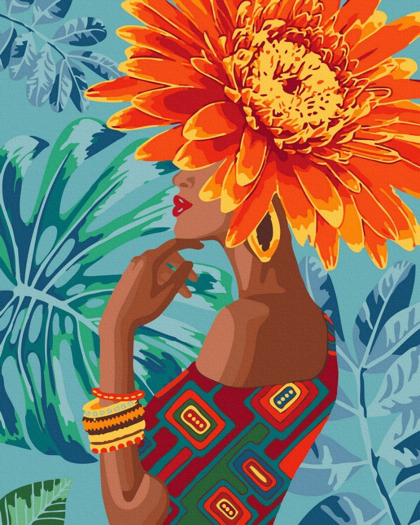 Painting by numbers Girl - tropical flower (BS40015)