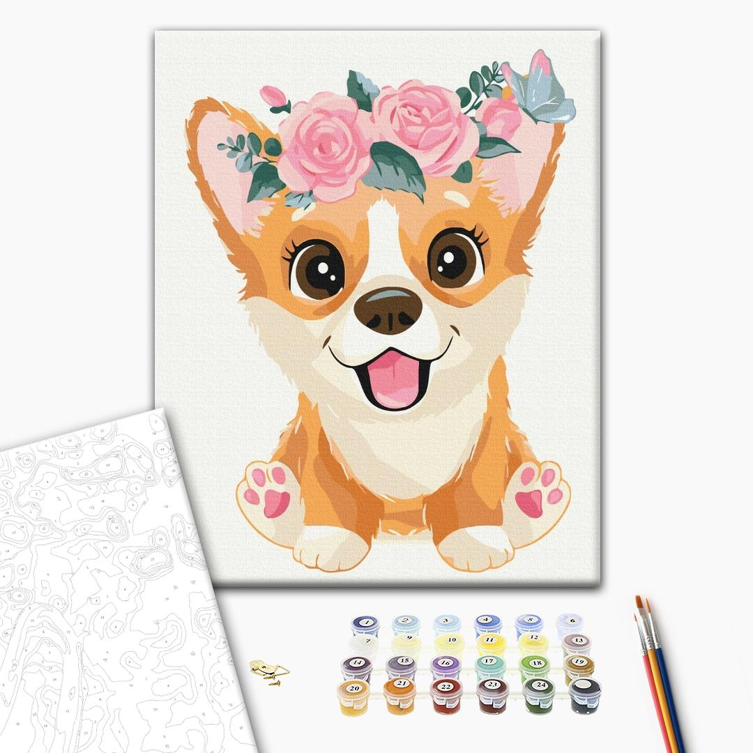 Painting by numbers Corgi in a wreath (BS7097)