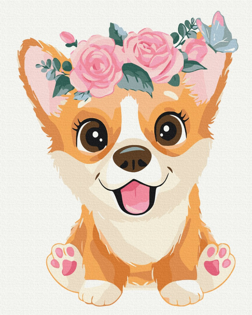Painting by numbers Corgi in a wreath (BS7097)