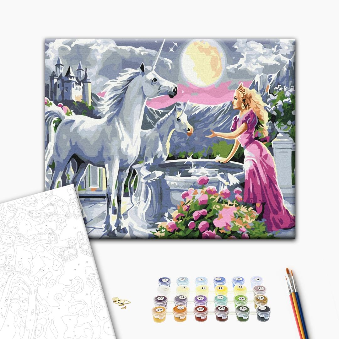 Painting by numbers Princess and the unicorns (BS25996)