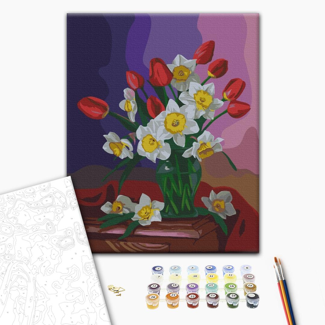 Painting by numbers Bouquet of tulips and daffodils © Valentyna Ivanova (BS53486)