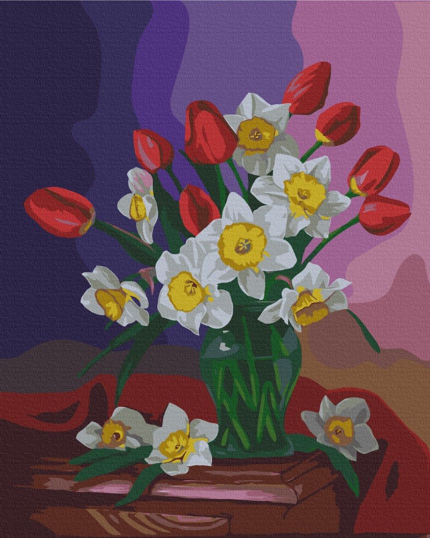 Painting by numbers Bouquet of tulips and daffodils © Valentyna Ivanova (BS53486)