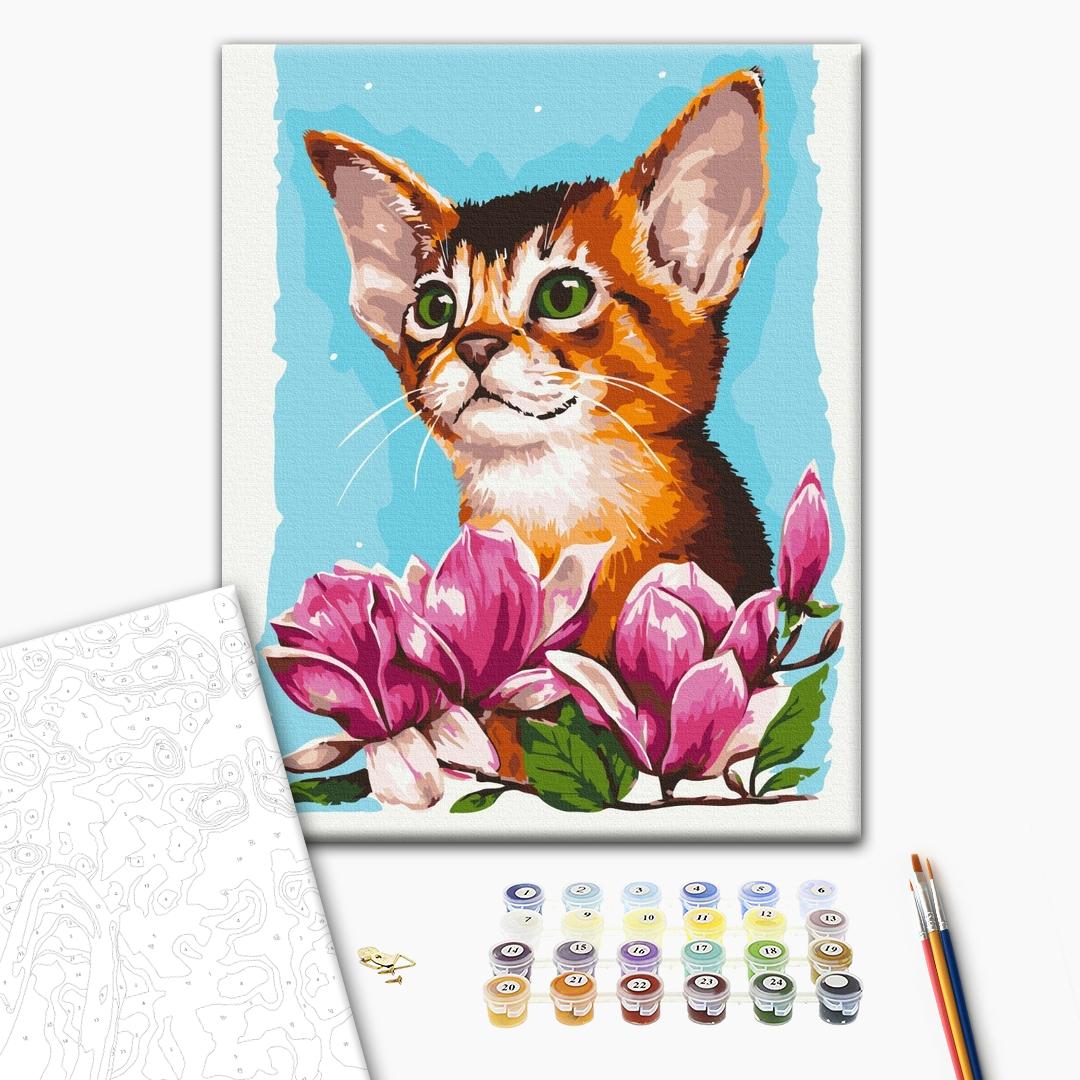 Painting by numbers Cat in flowers © Anna Kulyk (BS53585)