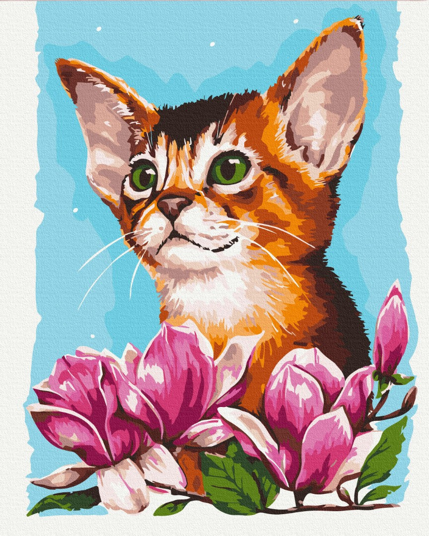 Painting by numbers Cat in flowers © Anna Kulyk (BS53585)