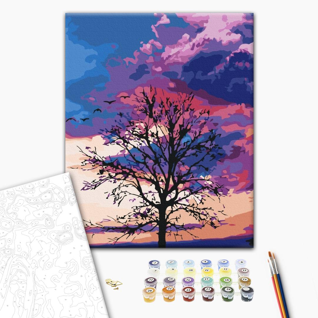 Painting by numbers Autumn against the purple sky (RBS52275)
