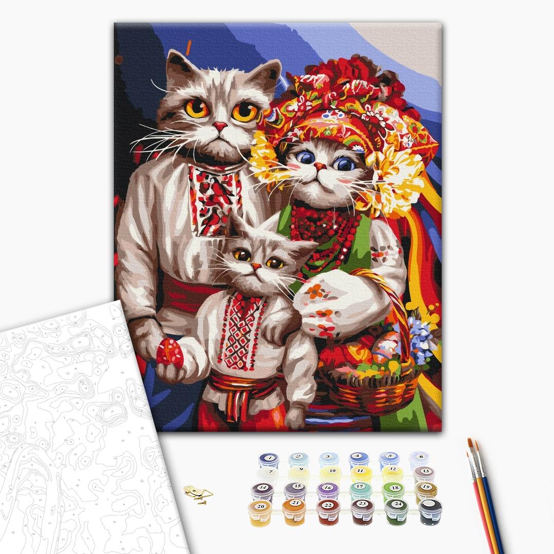 Painting by numbers Family of Hutsul cats © Marianna Pashchuk (BS53737)