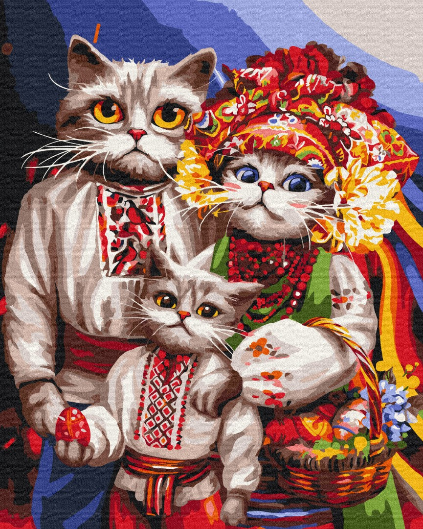 Painting by numbers Family of Hutsul cats © Marianna Pashchuk (BS53737)