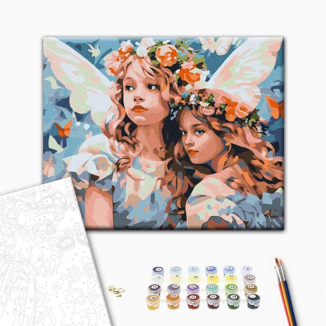Painting by numbers Angels in flower wreaths (BS53755)