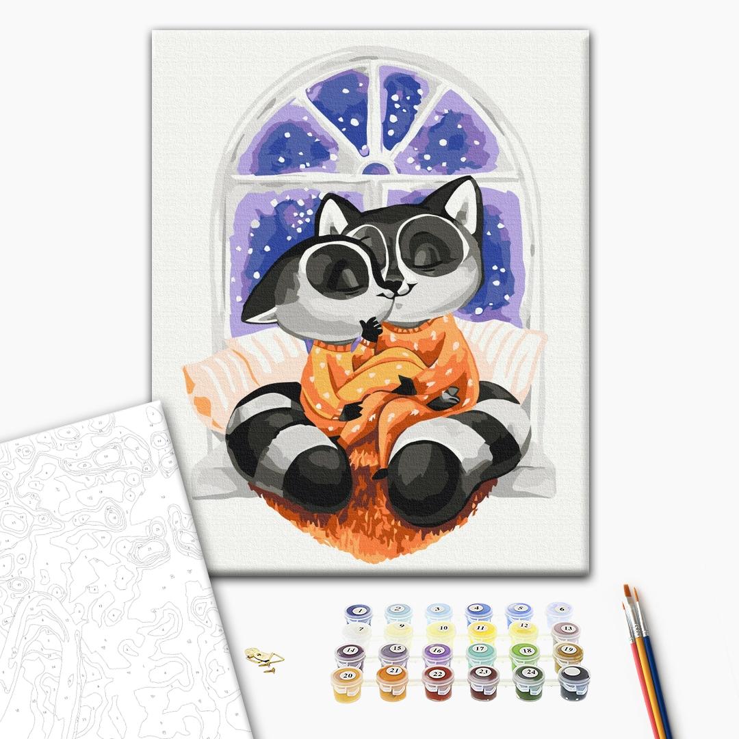 Painting by numbers Hugs of raccoons © Kateryna Branchukova (BS53775)