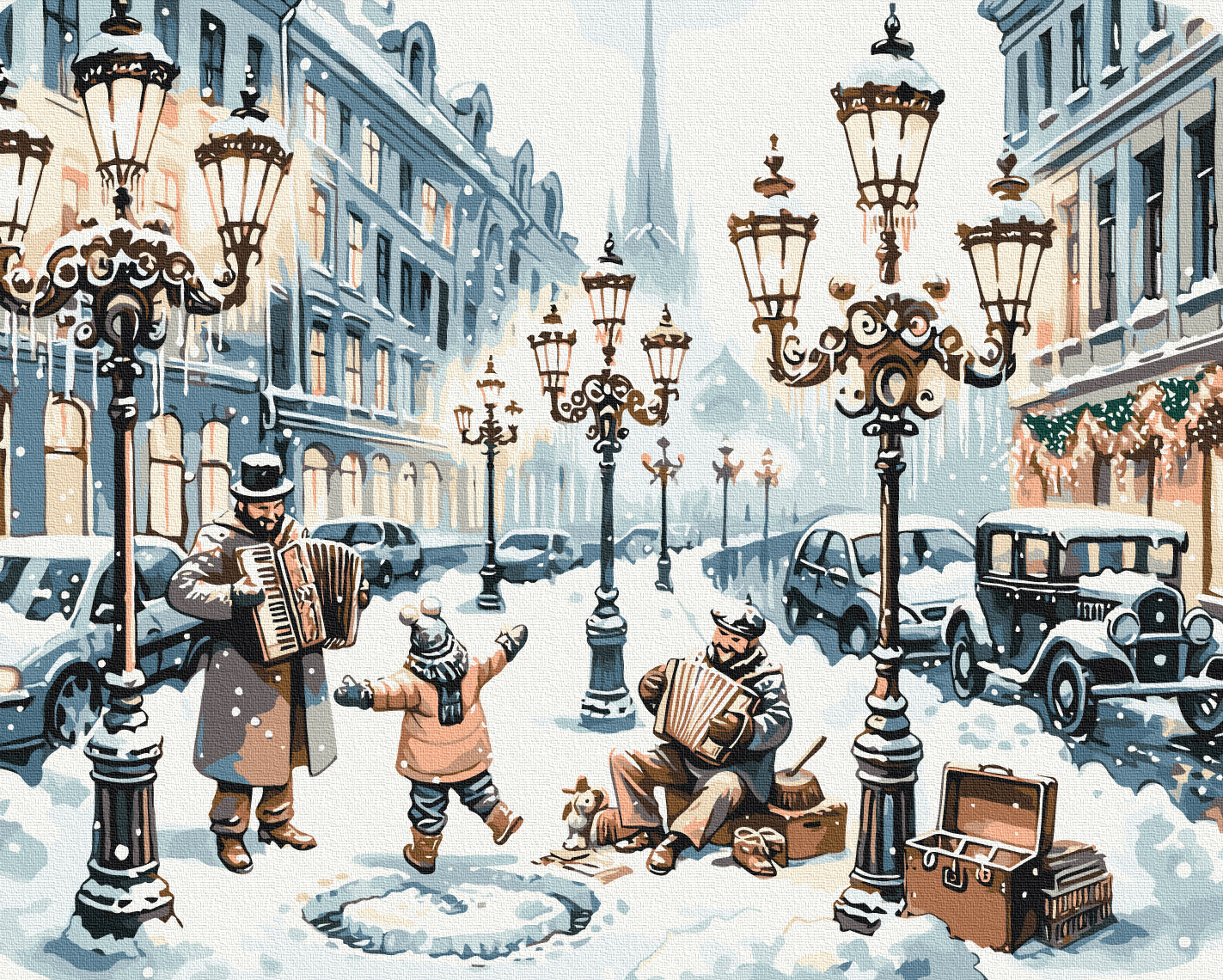 Painting by numbers Once on a snowy street (BS53841)