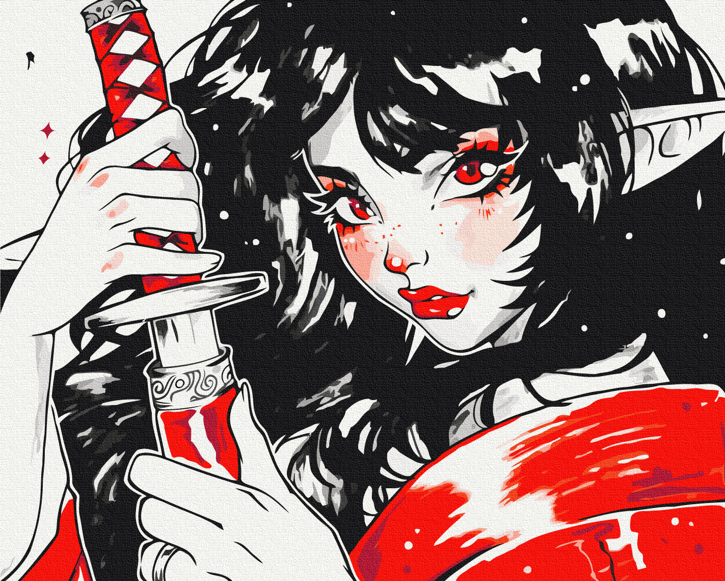 Painting by numbers Red Katana @ nila_art_art (BS53904)