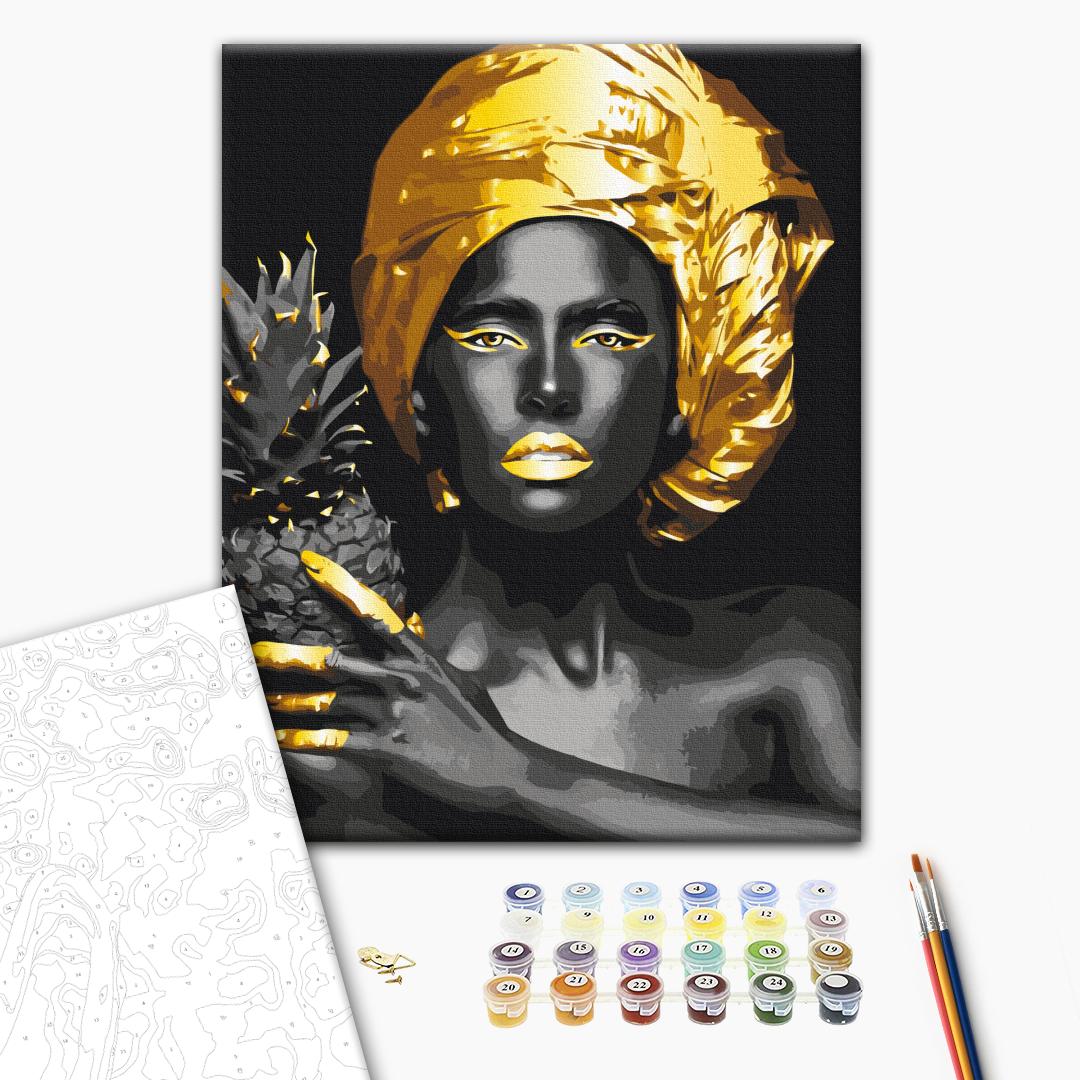 Painting by numbers Exotic beauty with golden paint (BS53909)